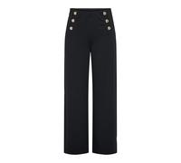 Anzughose ONLY "ONLTILDA LIFE 6-BUTTON PANTS JRS NOOS", Damen, Gr. XS, Länge 32, schwarz detail:gold buttons, Jersey, Obermaterial: 95% Polyester, 5% Elasthan, unifarben, regular fit lang, Hosen Anzug