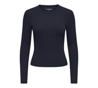 ONLY Damen Ripp-Langarmshirt - ONLVAL O-NECKT SWEAT, Rundhals, Regular Fit, Baumwoll-Stretch, einfarbig L Blau