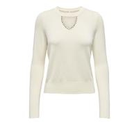 Rundhalspullover ONLY "ONLVENICE LIFE LS PEEKABOO BLING CC KNT", Damen, Gr. XL, baby's breath detail:silber bling, Strick, Obermaterial: 82% Viskose, 16% Nylon, 2% Elasthan, unifarben, regular fit nor
