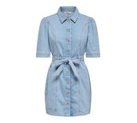 Jeanskleid ONLY "ONLVIBBE SS BELT DNM DRESS AKM", Damen, Gr. XS, N-Gr, light blau denim, Denim/Jeans, Obermaterial: 98% Baumwolle, 2% Elasthan, unifarben, regular fit kurz, Kleider, Baumwollmischung,