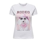 Kurzarmshirt ONLY "ONLVIBE LIFE S/S GLASSES TOP BOX JRS", Damen, Gr. XS, hellweiß print:rodeoo, Jersey, Obermaterial: 100% Baumwolle, bedruckt, regular fit normal, Rundhals, Shirts Kurzarmshirt, Baumw