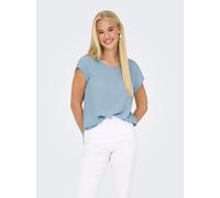 ONLY "ONLVIC - feminines Blusenshirt in lockerer Form" regular fit, Web, Kunstfaser, Rundhals, unifarben (21760229-38) soft chambray