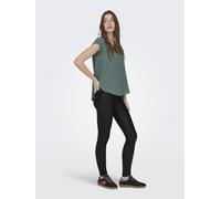 Kurzarmbluse ONLY "ONLVIC - feminines Blusenshirt in lockerer Form", Damen, Gr. 44, grün (balsam grün), Web, Obermaterial: 97% Polyester, 3% Elasthan, unifarben, regular fit Po-bedeckend, Rundhals, Bl
