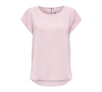 Kurzarmbluse ONLY "ONLVIC - feminines Blusenshirt in lockerer Form", Damen, Gr. 38, roseate spoonbill, Web, Obermaterial: 97% Polyester, 3% Elasthan, unifarben, regular fit Po-bedeckend, Rundhals, Blu