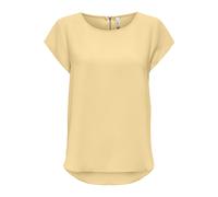 Kurzarmbluse ONLY "ONLVIC - feminines Blusenshirt in lockerer Form", Damen, Gr. 42, sunlight, Web, Obermaterial: 97% Polyester, 3% Elasthan, unifarben, regular fit Po-bedeckend, Rundhals, Blusen, Mate