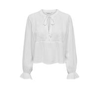 Langarmbluse ONLY "ONLVICKY LIFE L/S EMB TOP WVN NOOS", Damen, Gr. XS, cloud dancer, Web, Obermaterial: 100% Polyester, unifarben, regular fit normal, V-Ausschnitt, Blusen (37497004-XS) cloud dancer