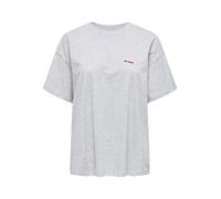 Kurzarmshirt ONLY "ONLVIVVI LIFE S/S LOVELY TOP JRS", Damen, Gr. L (40), light grau melange print:college bear, Jersey, Obermaterial: 100% Baumwolle, modisch, regular fit normal, Rundhals, Kurzarm, Sh