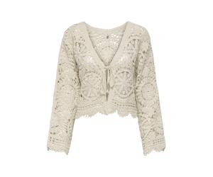 ONLY - ONLWATERLY LS CROCHET TIE CARDIGAN KNT Birch - Gr. - XL