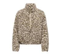 Sweatjacke ONLY "ONLXENA L/S TEDDY BOX SWT", Damen, Gr. S, humus aop:leo walnut, toasted coconut, Plüsch, Obermaterial: 100% Polyester, gemustert, weit, Sweatjacken Sweatjacke (67295055-S) humus aop:l