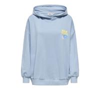 Sweatshirt ONLY "ONLELO L/S PRINT HOOD BOX SWT", Damen, Gr. M, soft chambray print:apple, Sweatware, Obermaterial: 60% Baumwolle, 40% Polyester, bedruckt, regular fit normal, Rundhals, Sweatshirts Swe