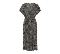 Sommerkleid ONLY "ONLZILLA ADELE SS LONG DRESS NOOS WVN", Damen, Gr. XS, N-Gr, schwarz aop:katty animal, Web, Obermaterial: 100% Viskose, bedruckt, regular fit wadenlang, V-Ausschnitt, Kleider Sommerk