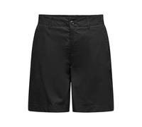 Shorts ONLY "ONLZORA MW BERMUDA SHORTS PNT", Damen, Gr. S (36), N-Gr, schwarz, Obermaterial: 100% Baumwolle, unifarben, modisch, loose fit knielang, Hosen (57754639-S) schwarz