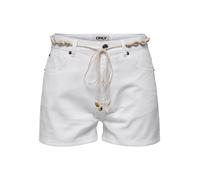Jeansshorts ONLY "ONLZUMA HW SHELL BELT DNM SHORTS BJ", Damen, Gr. L (40), N-Gr, weiß (weiß denim), Denim/Jeans, Obermaterial: 100% Baumwolle, unifarben, modisch, regular fit kurz, Jeans, mit Destroye