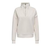 Sweater ONLY PLAY "ONPLOUNGE HN LS HZ DS SWT NOOS", Damen, Gr. L, grau (pumice stone), Sweatware, Obermaterial: 80% Polyester, 15% Viskose, 5% Elasthan, unifarben, loose fit hüftlang, Rundhals, Sweats
