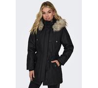 ONLY Winterjacke Damen Winter-Jacke OnlIris einfarbiger Parka Mantel Fellkapuze, Schwarz SIZE,L|M|S|XL|XS