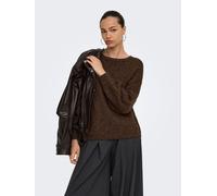 Strickpullover ONLY "ONLNELLIE LS O-NECK KNT NOOS", Damen, Gr. S, coffee bean detail:melange, Strick, Obermaterial: 49% Polyester, 21% Nylon, 21% Polyacryl, 7% Wolle, 2% Elasthan, meliert, regular fit