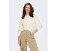 Only Comfort Fit Strickpullover mit Lochstrickmuster Modell 'GEENAS' in Offwhite, Größe M