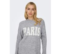 Strickpullover ONLY "ONLJERICO L/S PULLOVER KNT NOOS", Damen, Gr. S, grau melange detail:cd paris, Strick, Obermaterial: 68% Polyacryl, 12% Polyester, 11% Nylon, 6% Wolle, 3% Elasthan, bedruckt, modis