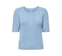 Kurzarmpullover ONLY "ONLSUNNY SS O-NECK KNT", Damen, Gr. XS, soft chambray, Strick, Obermaterial: 55% Polyacryl, 45% Nylon, unifarben, regular fit normal, Rundhals, Pullover, Kunstfaser, regular fit,