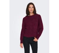 Strickpullover ONLY "ONLGILA LIFE LS STRUCTURE O-NECK BF KNT", Damen, Gr. S, winetasting detail:melange, Strick, Obermaterial: 79% Polyester, 13% Polyacryl, 5% Wolle, 3% Elasthan, meliert, regular fit
