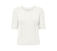 Kurzarmpullover ONLY "ONLSUNNY SS O-NECK KNT", Damen, Gr. M, cloud dancer, Strick, Obermaterial: 55% Polyacryl, 45% Nylon, unifarben, regular fit normal, Rundhals, Pullover, Kunstfaser, regular fit, R