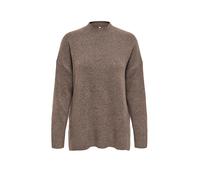 Strickpullover ONLY "ONLHAZEL LS HIGHNECK OVERS PULL KNT NOOS", Damen, Gr. M, braun lentil detail:melange, Strick, Obermaterial: 93% Polyester, 4% Wolle, 3% Elasthan, meliert, modisch, oversize Po-bed