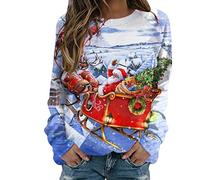 only Pullover Oversize Damen Essentials Sweatshirt Damen Rundhals Hoodies für Damen mit Ohren Jacke Damen Herbst Damen Mantel bunt Langarmshirt Damen blau Weiss gestreift weihnachtsmann Langshirt