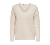 Only V-Ausschnitt-Pullover ONLRICA LIFE Damen Strick Langarm Creme meliert Größe L