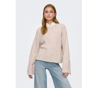 Rundhalspullover ONLY "ONLSIMONI L/S O-NECK PULLOVER KNT NOOS", Damen, Gr. M, pumice stone detail:melange, Strick, Obermaterial: 74% Polyacryl, 24% Polyester, 2% Elasthan, meliert, regular fit normal,
