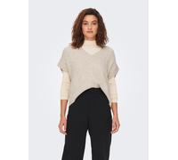 ONLY Damen Pullunder Strickpullunder ONLMELODY XS S M L XL Beige Braun V-Neck, Größe:XS, Farbe:Oatmeal Melange 15249328