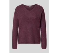 ONLY Regular Fit Pullover mit V-Ausschnitt Modell 'CAMILLA' in Bordeaux Melange, Größe L