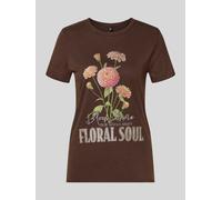 ONLY Regular Fit T-Shirt aus reiner Baumwolle 'ONLLUCY' in Mittelbraun Mel, Größe S