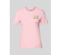 Kurzarmshirt ONLY "ONLPOLLY LIFE REG S/S POCKET TOP BOX JRS", Damen, Gr. M, romance rose print:flowers, Jersey, Obermaterial: 100% Baumwolle, bedruckt, regular fit normal, Rundhals, Shirts, Baumwolle,