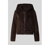 ONLY Regular Fit Teddyjacke mit Kapuze Modell 'NEWANNA' in Schoko, Größe XS