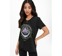 ONLY Rundhalsshirt "ONLLUCY REG S/S TOP JRS NOOS" unterschiedlich bedruckt (93300809-S) schwarz print lotus