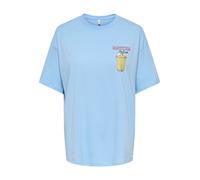 Kurzarmshirt ONLY "ONLRITA S/S PRINTED TEE CS JRS", Damen, Gr. XS, placid blau print:matcha, Jersey, Obermaterial: 100% Baumwolle, bedruckt, loose fit normal, Rundhals, Shirts, Baumwolle, loose fit, R