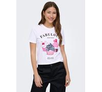 Kurzarmshirt ONLY "ONLKITA LIFE S/S TOP BOX JRS", Damen, Gr. XS, hellweiß print:fabulous muffins, Jersey, Obermaterial: 100% Baumwolle, bedruckt, regular fit normal, Rundhals, Shirts, Baumwolle, regul