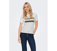Kurzarmshirt ONLY "ONLTANYA LIFE REG S/S LEO PRINT TOP JRS", Damen, Gr. XS, cloud dancer print:unique, Jersey, Obermaterial: 100% Baumwolle, bedruckt, regular fit, Rundhals, Shirts (16480965-XS) cloud