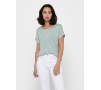 ONLY Top ONLMOSTER – gestreift, Viskose-Mix, Regular Fit, O-Ausschnitt – Jadeite/Cloud Dancer, XS