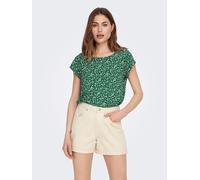 ONLY Damen Bedruckte Kurzarm Bluse Print Basic Rundhals Ausschnitt T-Shirt Blouse Oberteil ONLVIC