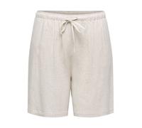 Shorts ONLY CARMAKOMA "CARSIESTA MW PULL-UP LIN BL SHORTS NOOS", Damen, Gr. 44, N-Gr, moonbeam, Web, Obermaterial: 80% Viskose, 20% Leinen, unifarben, loose fit ca. Mitte Oberschenkel, Hosen Shorts (1