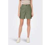Shorts ONLY "ONLZORA MW BERMUDA SHORTS PNT", Damen, Gr. S (36), N-Gr, grün (oil grün), Obermaterial: 100% Baumwolle, unifarben, loose fit knielang, Hosen Shorts (50391907-S) oil grün