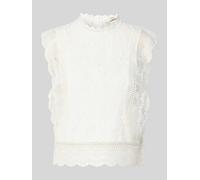 Only Slim Fit Blusentop mit Baumwoll-Viskose-Lyocell-Anteil Modell 'KARO' in Weiss, Größe XL