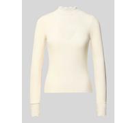 Only Slim Fit Langarmshirt aus Viskose-Mix Modell 'TILDE' in Ecru, Größe M