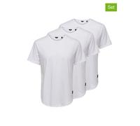 ONLY & SONS Herren ONSMATT LONGY SS Tee T-Shirt, White/Detail:White 3-Pack, S