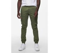 Only & Sons - Cam Stage Cargo Cuff Olive Night - Hose - Grün - W31 / L34 - 98% Baumwolle, 2% Elastan Grün W31 / L34
