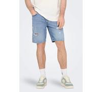 Regular Fit Jeansshorts im Destroyed-Look Modell 'EDGE' S men Hellblau