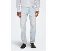 Only & Sons Herren Jeans ONSEDGE Straight Mid Waist - Regular Fit - Grau Blau, Größe:30W / 32L, Farbe:22029393 Light Blue Bleached Denim