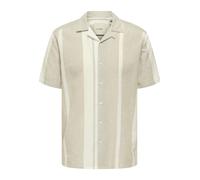 Only & Sons Herrenhemd Resortkragen Kurzarm Leinen Knopfleiste Khaki Gr. M