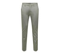 Chinohose ONLY & SONS, Herren, Gr. 29, Länge 34, grün (olive night), Web, Obermaterial: 64% Viskose, 31% Polyester, 5% Elasthan, unifarben, slim fit knöchellang, Hosen Chinohose, mit geschlossenen Ges